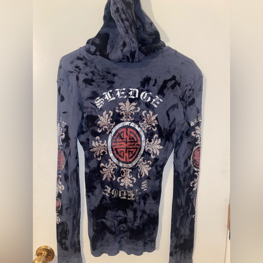 Sledge USA Blue Tie Dye Long Sleeve Shirt| Size Small | Unique Design |